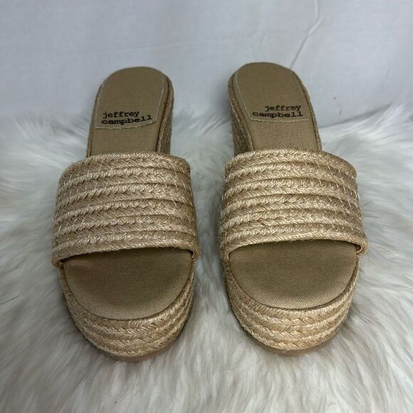 Jeffrey Campbell Sunlit Natural Raffia Platform Wedge Sandals Sz EU 40/US 9.5 - Picture 3 of 7